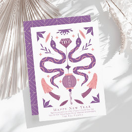 Tarjeta Festiva Snack & Mushroom White Photo Chino Año Nuevo