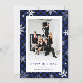 Tarjeta Festiva Snack Plaid Blue Photo Corporate Business