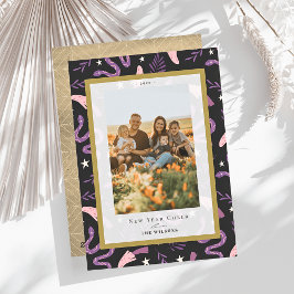 Tarjeta Festiva Snack y Mushroom Black 2 Foto Año Nuevo Chino