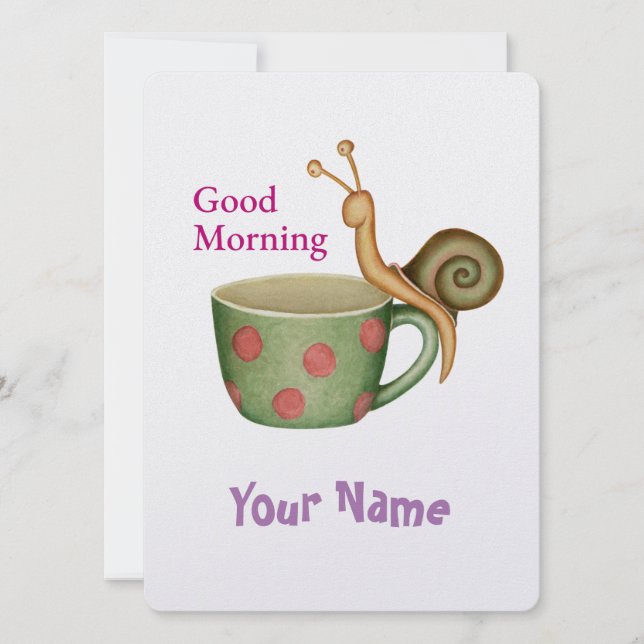 Tarjeta Festiva Snail On a Coffee Cup (Anverso)