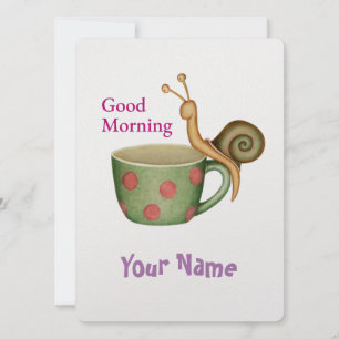 Tarjeta Festiva Snail On a Coffee Cup
