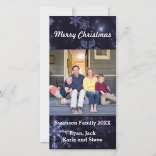 Tarjeta Festiva Snflakes Midnight Blue Background Vt Photo Card