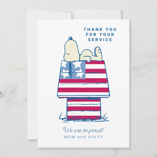 Tarjeta Festiva Snoopy Patriotic | Gracias (Anverso)
