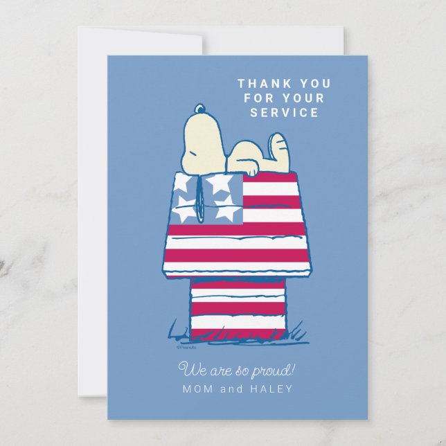 Tarjeta Festiva Snoopy Patriotic | Gracias (Anverso)