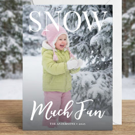 Tarjeta Festiva Snow Much Fun Minimalist Holiday Photo