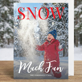 Tarjeta Festiva Snow Much Fun Winter Holiday Family Photo