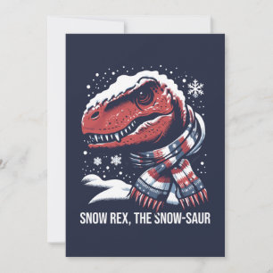 Tarjeta Festiva Snow Rex, el dinosaurio T-Rex Snow-Saur