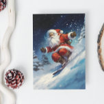 Tarjeta Festiva Snowboard Santa<br><div class="desc">Este diseño fue creado a través del arte digital y puede ser personalizado en el área que proporciona cambiando la foto y/o el texto. O puede personalizarse eligiendo la opción de hacer clic en el personalizar y borrar o cambiar el color del fondo, agregar texto, cambiar el color o estilo...</div>