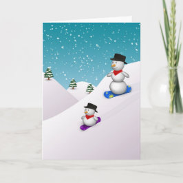 Tarjeta Festiva Snowboarding Cuidada