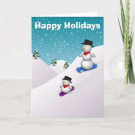 Tarjeta Festiva Snowboarding Cuidada