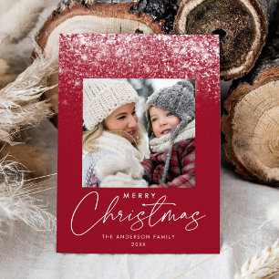 Tarjeta Festiva Snowdris Merry Christmas Cranberry Photo