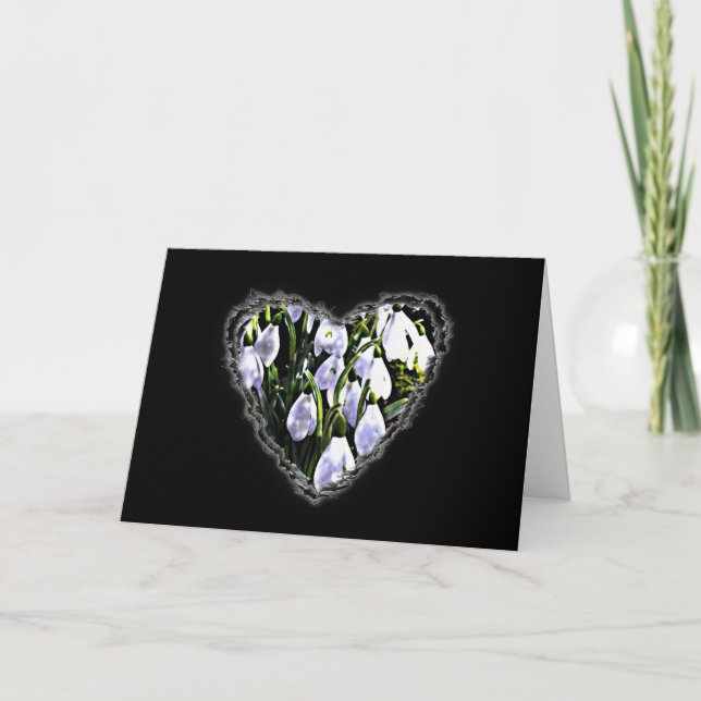 Tarjeta Festiva Snowdrop Heart Valentine Love Romance Card (Anverso)
