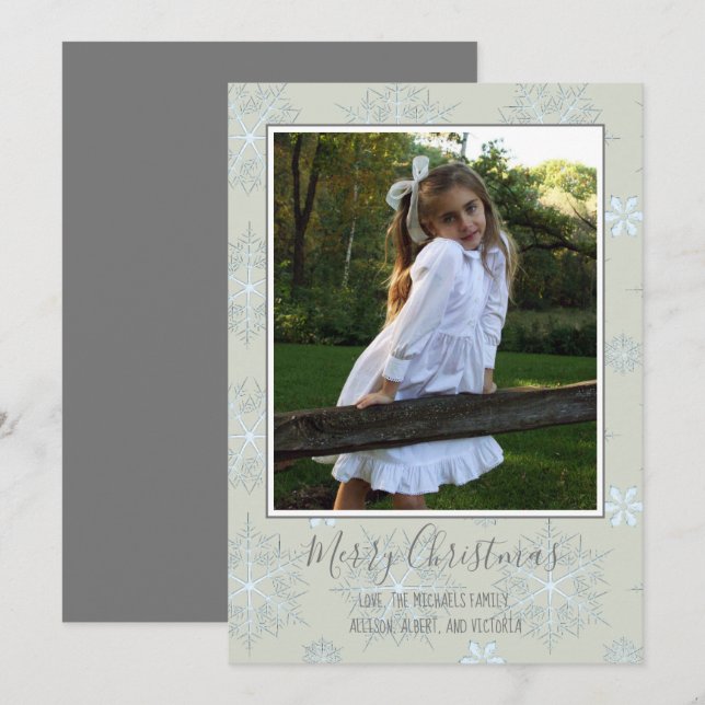 Tarjeta Festiva Snowflake Christmas Photo Card Winter 1 Photo (Anverso / Reverso)