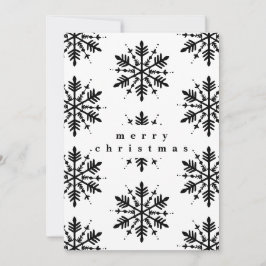 Tarjeta Festiva Snowflake gráfico minimalista en blanco y negro