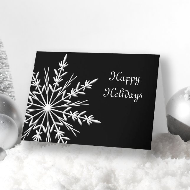 Tarjeta Festiva Snowflake sobre los Navidades de los negocios negr (Subido por el creador)