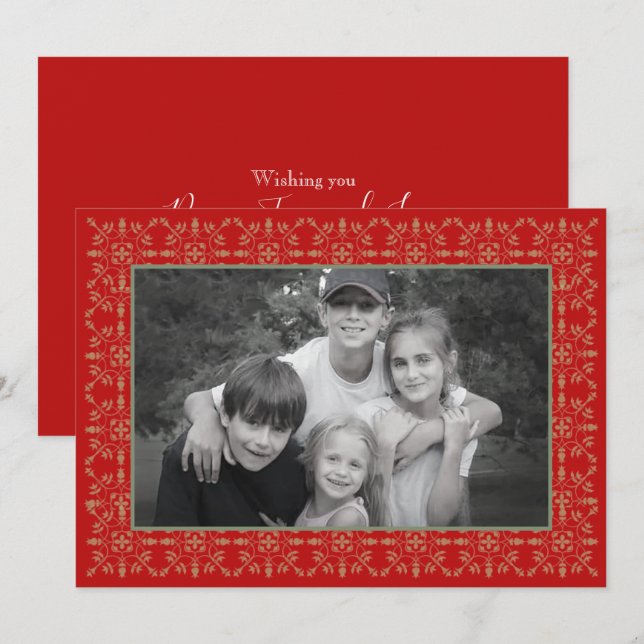 Tarjeta Festiva Snowflakes Classic Christmas Photo Card 1 Photo (Anverso / Reverso)