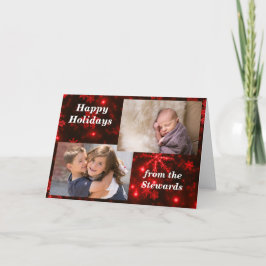 Tarjeta Festiva Snowflakes Deep Red Holidays Photo Greys Card