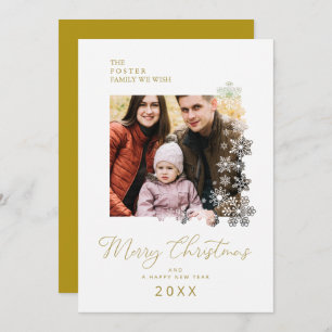 Tarjeta Festiva Snowflakes Frame Modern Elegant Chic Christmas Pic