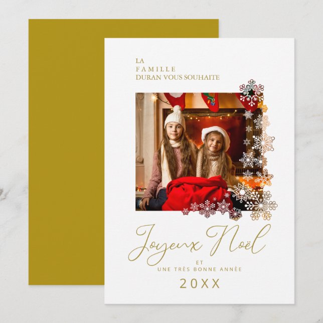 Tarjeta Festiva Snowflakes French Modern Elegant Chic Christmas (Anverso / Reverso)