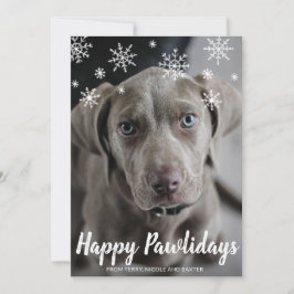 Tarjeta Festiva Snowflakes Happy Pawlidays Photo Dog Navidades