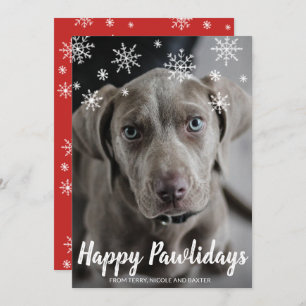 Tarjeta Festiva Snowflakes Happy Pawlidays Photo Dog Navidades