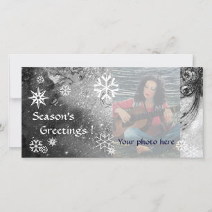 Tarjeta Festiva SNOWFLAKES, negro, blanco, gris