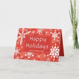 Tarjeta Festiva Snowflakes Red Corporate Business Felices Fiestas