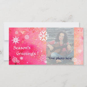 Tarjeta Festiva SNOWFLAKES, rosa, fucsia, blanco