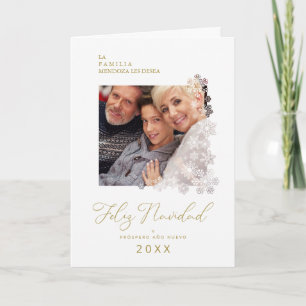 Tarjeta Festiva Snowflakes Spanish Modern Elegant Chic Christmas