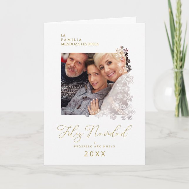 Tarjeta Festiva Snowflakes Spanish Modern Elegant Chic Christmas (Anverso)