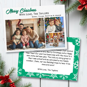 Tarjeta Festiva Snowflakes Tres Navidades de fotos familiares