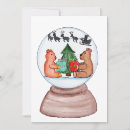 Tarjeta Festiva Snowglobe con osos