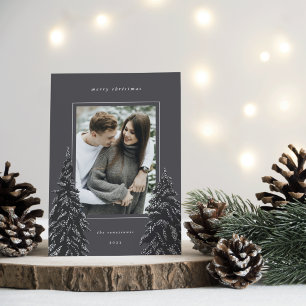 Tarjeta Festiva Snowley Pine Foto de Navidades elegantes
