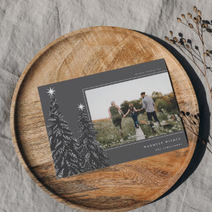 Tarjeta Festiva Snowley Pines Foto de Navidades elegantes