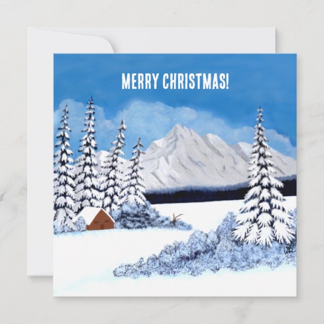 Tarjeta Festiva Snowley Winter Flat Holiday Card (Anverso)