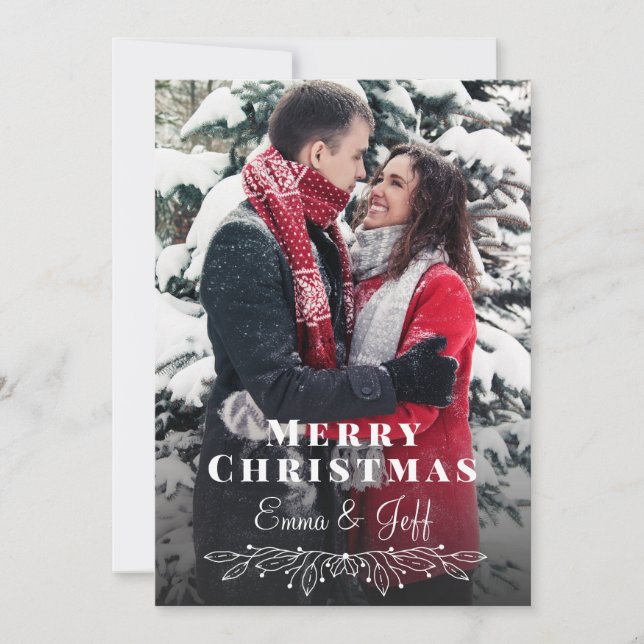Tarjeta Festiva Snowley Winter Merry Christmas Holiday Photo (Anverso)