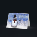 Tarjeta Festiva Snowman<br><div class="desc">Un muñeco de nieve de Navidades alegres parado en la nieve que cae.</div>
