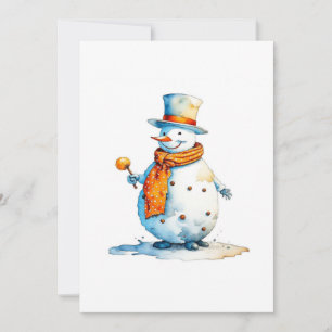 Tarjeta Festiva Snowman A - Acuarela