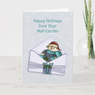 Tarjeta Festiva Snowman celebra feriados de Mail Carrier
