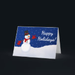 Tarjeta Festiva Snowman con I Love You ASL Handform Navidades Card<br><div class="desc">Este muñeco de nieve está usando una forma de "Te amo" (el lenguaje de Rótulo americano) intermitente y le desea a todos "¡Felices Fiestas!"</div>