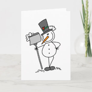 Tarjeta Festiva Snowman con Shovel