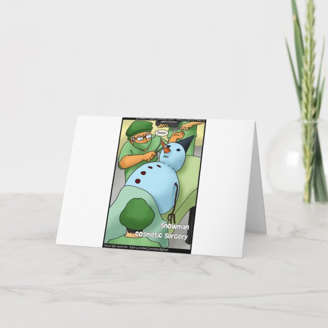Tarjeta Festiva Snowman Cosmetic Cirugía Graciosa Regalos Tees (Anverso)