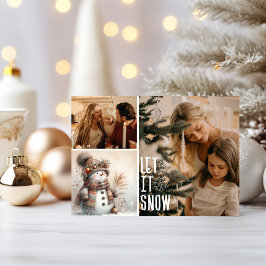 Tarjeta Festiva Snowman cuchi deja que nieve 2 Navidades de fotos
