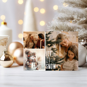 Tarjeta Festiva Snowman cuchi deja que nieve 2 Navidades de fotos