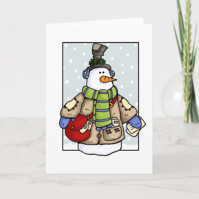 Tarjeta Festiva snowman de envío de correo (Anverso)