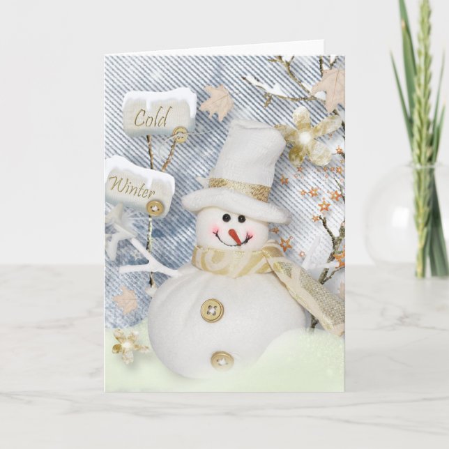 Tarjeta Festiva Snowman de invierno frío (Anverso)