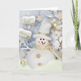 Tarjeta Festiva Snowman de invierno frío
