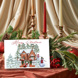 Tarjeta Festiva Snowman de nuestra casa a sus Navidades