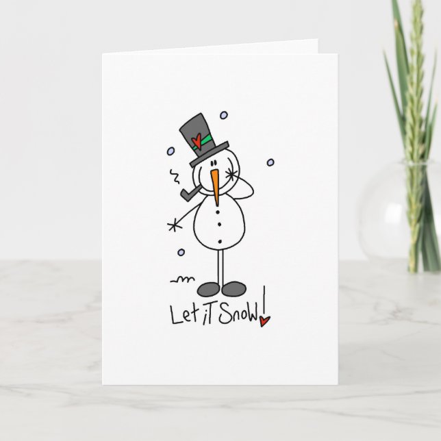 Tarjeta Festiva Snowman deja que la nieve (Anverso)
