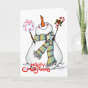 TARJETA FESTIVA SNOWMAN DESEA NAVIDADES FELIZ/AÑO NUEVO